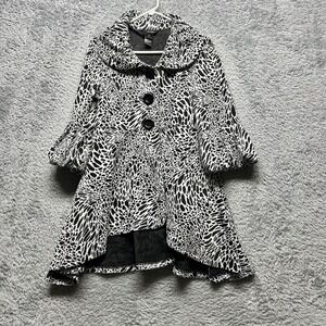 Ali Miles Jacket Womens Small Black White Animal Print Swing Bell Sleeves Fairy